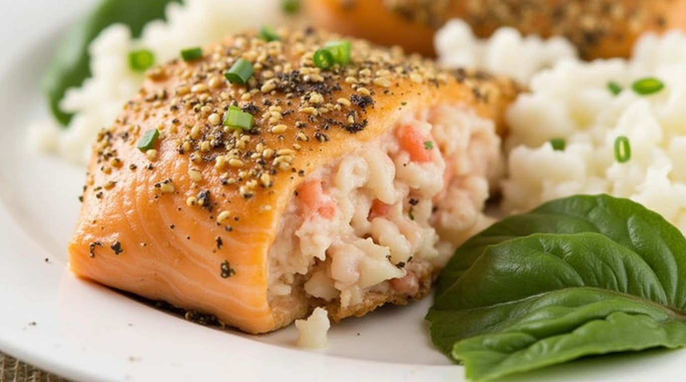 Stuffed Salmon With Crabmeat